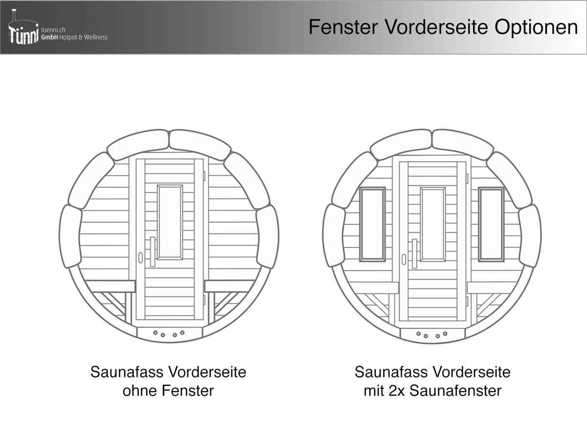 Saunafass Vorderseite Fenster Optionen Saunafass Vorderseite Fenster Optionen