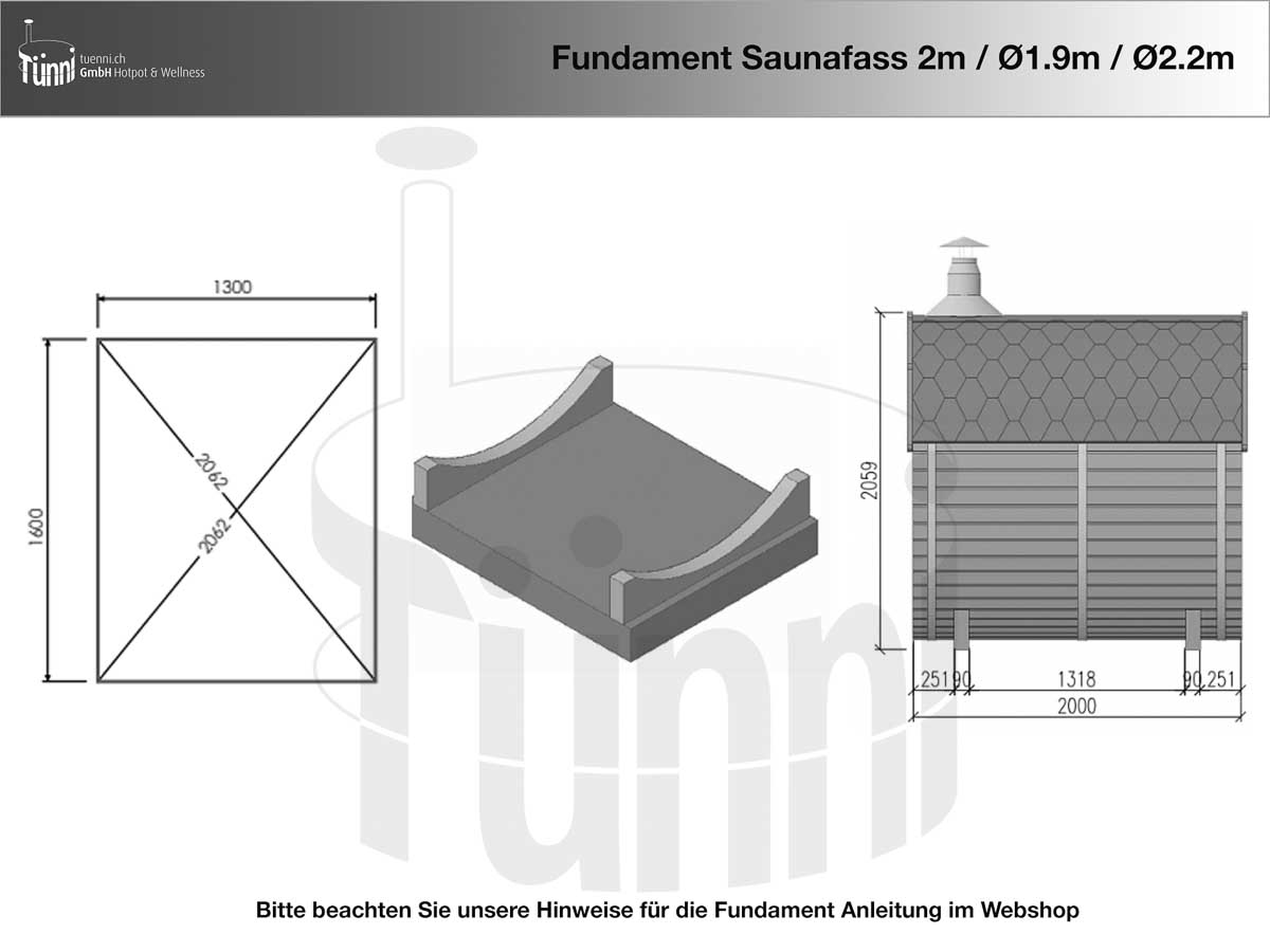 Fundament Saunafass 2.0m Länge