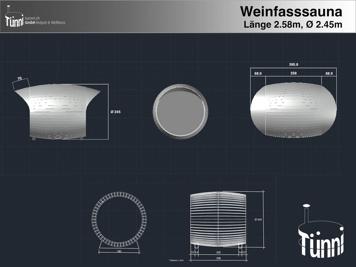 Skizze Weinfassaauna