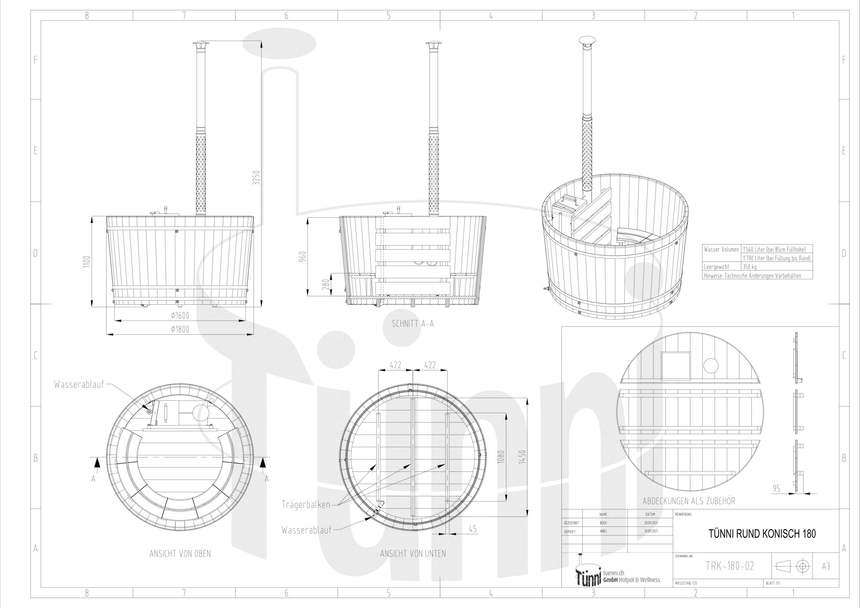 Hotpot Rund Ø 160 cm Hotpot Rund Konisch 180/160 cm