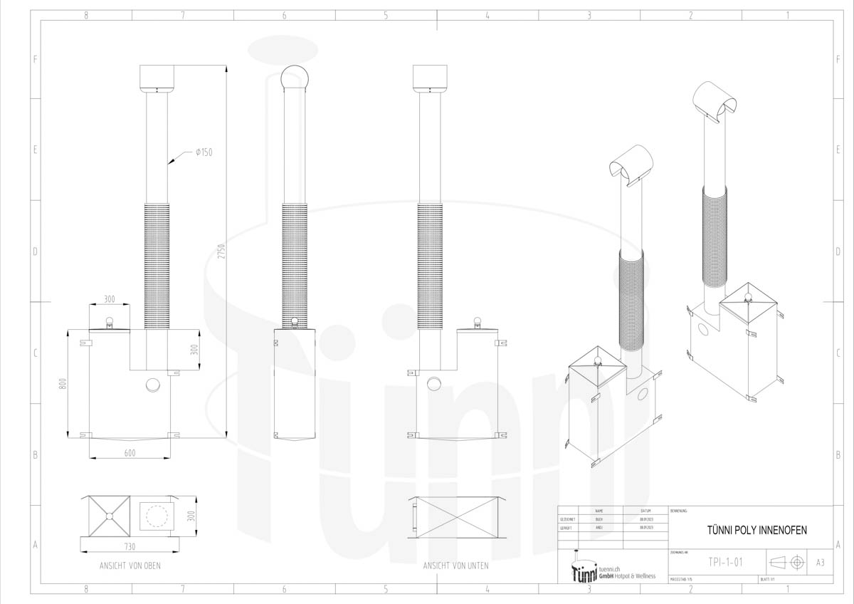 TÜNNI Poly Innenofen - Zeichnung