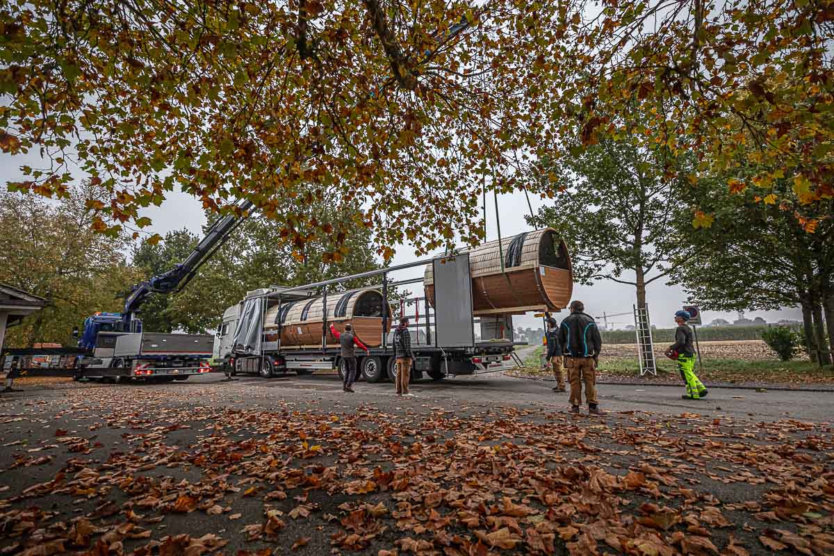Sauna am See in Uster Fasssauna Transport Sauna am See in Uster Fasssauna Transport